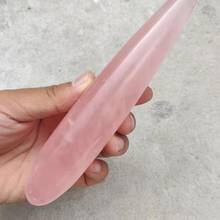 Varita de cristal de cuarzo Natural de 18cm, palo de masaje de Color rosa, piedras preciosas 2024 - compra barato