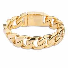 High Quality Male Gold 316L Stainless Steel Curb Cuban Link Chain Bracelet Mens Fashion Bracelet Jewelry 2024 - buy cheap