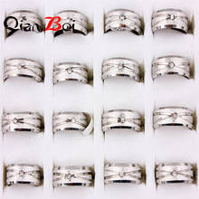 Anel de aço inoxidável cor prata qianbei, 10 peças recém-chegado, para mulher, homem, noivado, casamento, anel 2024 - compre barato