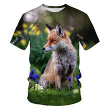 Camisa 3dt masculina nova de verão, animal mundo raposa e lobo gráfico impressão digital camiseta, moda casual tamanho grande manga curta 2024 - compre barato
