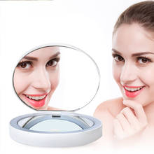 Mini USB Recharge LED Makeup Mirror 2X Magnifying Glass Travel Portable Induction Lighting Foldable Cosmetic Mirror 2024 - buy cheap