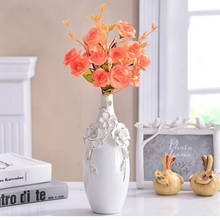 Rosa de cerámica blanca moderna para el hogar, oficina, restaurante, bar, manualidades de decoración de escritorio, regalo de decoración de boda 2024 - compra barato