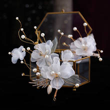 Korea Beautiful white flower pearl Bridal Headdress Immortal White Headdress Clip women wedding Hair Ornament 2024 - buy cheap