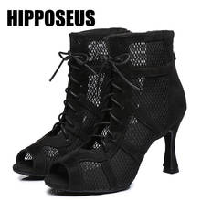 HIPPOSEUS Girls Dance-Shoes For Women Ladies Ballroom Latin Modern Tango Jazz Dancing Shoes Mesh Salsa Sandals Black/White Heels 2024 - buy cheap