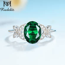 Kuololit Solid 925 Sterling Silver Rings For Women Emerald Gemstone Ring Butterfly Wedding Engagement Band Custom Name Jewelry 2024 - buy cheap