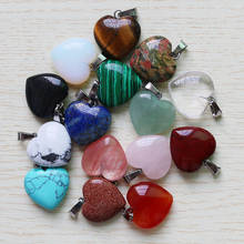 Natural Stone Quartz Heart Pendants 25Pcs Mixed Color Trendy Accessories 20mm Assorted Charms For Jewelry Necklace Making 2024 - buy cheap