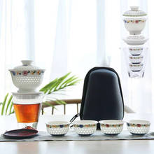 Изысканный сине-белый керамический гайвань чайный набор, 1pot 5cup непревзойденный Linglong Gai wan чайный фарфор китайский чайный набор кунг-фу 2024 - купить недорого