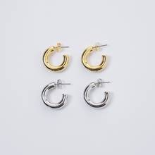 Minimalist C Shape Gold Color Metal Earrings Silver Color Alloy Circle Open Hoop Earrings for Women Statement Jewelry Pendientes 2024 - buy cheap