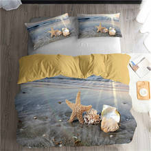 HELENGILI 3D Bedding Set Beach Sea Print Duvet Cover Set Lifelike Bedclothes with Pillowcase Bed Set Home Textiles #ST-07 2024 - buy cheap