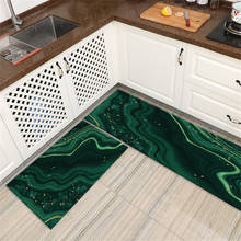 Abstract Marble Green Anti-slip Kitchen Mat Nordic Style Hallway Mat Soft Flannel Bath Mat Absorbent Long Balcony Floor Mat 2024 - buy cheap