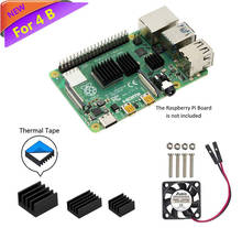 Вентилятор Raspberry Pi 4, комплект для охлаждения размера радиатора Raspberry Pi 4 с 8810 теплопроводящей клейкой лентой для Pi 4 модели B/Pi 4B 2024 - купить недорого