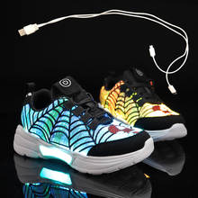 Size 27-38 New Summer autumn Led Fiber Optic Shoes for girls boys men women USB Recharge glowing Sneakers Man light up shoes 2024 - buy cheap