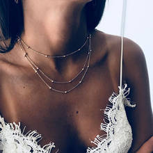 Beads Chains Necklaces for Women Gold Silver Color Short Layered Necklace Female 2020 Fashion Jewelry Clavicle Chain Simple New 2024 - buy cheap