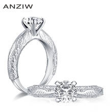 ANZIW-Anillo de plata de primera ley con diamante para mujer, sortija de compromiso, plata esterlina 925, corte redondo, 1,0 CT 2024 - compra barato