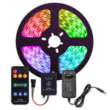 5 м WS2811 цифровая светодиодная лента 12 в цвет мечты 30 светодиодный s/60 светодиодный s RGB Светодиодные полосы света набор с музыкальным контроллером пульт дистанционного питания адаптер 2024 - купить недорого