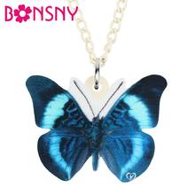Bonsny colar morfinho em acrílico, gargantilha gargantilha gargantilha de borboleta azul (animais) de inseto longo, pingente de corrente joias para namorada e crianças 2024 - compre barato