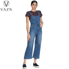 VAZN 2021 Hot List High-end Solid Sweet Young Joker Overalls Solid Spaghetti Strap Sleeveless High Waist Wide Leg Jumpsuits 2024 - buy cheap