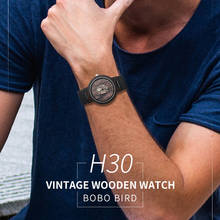 BOBO BIRD Wooden Watches For Men Casual Quartz Male Watch часы мужские Black Cowhide Leather Strap With Wooden Box Dropship 2024 - buy cheap