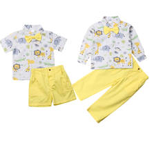 Conjunto de ropa de caballero para niños de 1 a 6 años, camisa con estampado de dibujos animados, Tops, pantalones cortos, traje Formal 2024 - compra barato