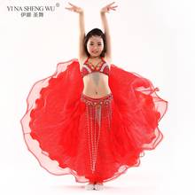 Crianças meninas traje de dança do ventre 3 pçs (sutiã cinto saia) desempenho bellydance oriental conjunto danceing roupas palco para o miúdo 2024 - compre barato