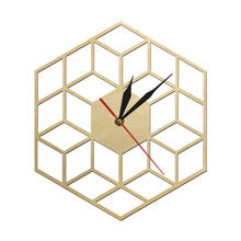 Кубические вдохновленные шестигранные деревянные настенные часы бесшумные не тикающие деревенские деревянные часы минималистичные геометрические настенные часы Современный Настенный декор 2024 - купить недорого
