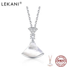 LEKANI 925 Sterling Silver Chokers Necklaces For Women Shining Zircon Geometric Sector Shell Pendant Necklace Fine Jewelry 2024 - buy cheap
