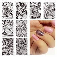 1 шт., Водные Переводные картинки для ногтей YZWLE, кружевные цветочные переводные наклейки для дизайна ногтей 2024 - купить недорого
