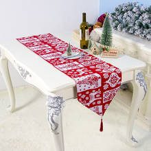 Cotton linen Christmas table runner decoration with table flag with tassel tablecloth Hotel home Birthday party Decor 2024 - buy cheap