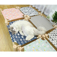 Cama de gato cama de gato de madeira cama de cama de gato para cães pequenos gatos de coelho durável lona casa de animais de estimação suprimentos 2024 - compre barato