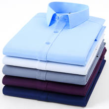 Мужская классическая рубашка с длинными рукавами, деловая формальная классическая офисная рубашка, не требует глажки 2024 - купить недорого