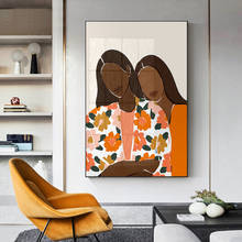 Pintura abstracta de chica negra para pared, póster de dibujo de líneas de mujer, imágenes impresas en lienzo de planta Bohemia para decoración del hogar y sala de estar 2024 - compra barato