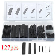 127 Uds negro 7 tamaños Kits de manga de Cable conjunto de tubos termorretráctiles Alambre de envoltura surtido o tubo de Cable eléctrico retardante de llama para el hogar 2024 - compra barato