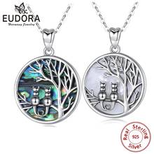 EUDORA 925 Sterling Silver Tree of Life Pendant 2 Style Mother of Pearl Shell Necklace Two Cats Necklace Fine Jewelry with box 2024 - buy cheap