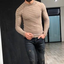 Jersey de manga larga para hombre, Jersey ajustado y cálido con cuello redondo, Color sólido, ropa masculina 2024 - compra barato