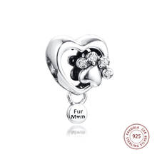 Fits Pandora Bracelet Original 925 Sterling Silver Sparkling Paw Print & Heart Charms Clear CZ Beads for Jewelry Making Kralen 2024 - buy cheap