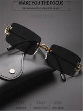 Brand sunglasses designer Metal frame sunglasses Frameless sliced sky blue lens Unisex anti-sun glasses 6908 2024 - buy cheap