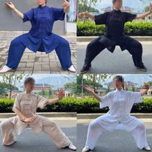 Roupa de algodão puro de alta qualidade unissex, crianças e adultos, manga curta/longa, tai chi, uniformes, wushu taiji, traje de artes marciais kung fu 2024 - compre barato