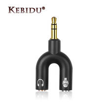 Kebidu mini adaptador divisor de microfone, 3.5mm, em formato de u, áudio estéreo, adaptadores para smartphone mp3 mp4 player 2024 - compre barato