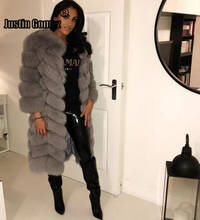 Chaqueta de invierno para mujer, abrigo de piel de zorro Natural, medio largo y cálido, talla grande, glamuroso, de lujo 2024 - compra barato