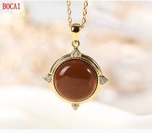 Real S925 sterling silver bag gold southern red agate pendant 2024 - buy cheap