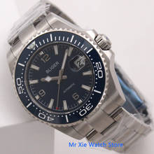Bliger 43mm Blue Dial Mens Automatic Watch Sapphire Glass Date Waterproof Luminous Mechanical Watch 2024 - buy cheap