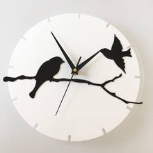 3D acrylic Creative clock wall sticker wall clock stereo birds branch digital Clock 2024 - buy cheap