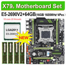 X79P LGA 2011 placa base de taza Xeon E5 2690 V2 4x16 ГБ = 64 Гб 1600 МГц DDR3 ECC REG memoria ATX USB3.0 SATA 3 PCI-E NVME M.2 SSD 2024 - купить недорого