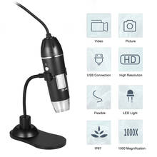 Microscopio Digital profesional USB 1000X 8 LED 2MP, endoscopio electrónico con Zoom, lupa de cámara + soporte de elevación, herramientas 2024 - compra barato