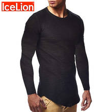 IceLion 2021 Spring Men Long Sleeve Round Neck T-Shirt Men Solid Long Sleeve Slim Fit Men Tshirt Casual Tops Hip Hop Streetwear 2024 - buy cheap