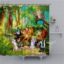 Bambi-cortina de ducha con estampado 3D de dibujos animados para niños, impermeable, tela de poliéster, decoración de baño 2024 - compra barato