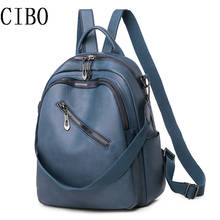 Mochila feminina 2020 primavera nova moda selvagem qualidade couro macio lazer bolsa de viagem grande capacidade cor azul 2024 - compre barato