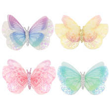 2021 Sequins Butterfly Hairpin for Girl Colorful Bow Handmade Lace Hair Clips Hair Accessories Girls Ponytail Spring Clips 2024 - buy cheap