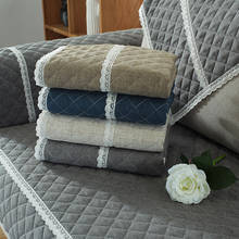 Fundas de sofá de algodón y lino para sala de estar, cubierta Universal acolchada, antideslizante, de encaje, personalizada para las cuatro estaciones 2024 - compra barato
