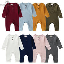 2022 Baby Spring Clothing Newborn Baby Boys Girls Rompers Long Sleeve Solid Organic Cotton Infant Toddler Playsuits Pajamas 0-3T 2024 - buy cheap